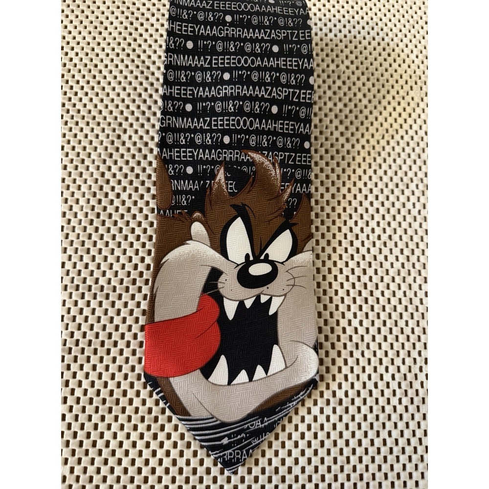 Vintage 90s 100% Silk Tie Looney Tunes Tasmanian Devil‎ Men's Suit Tie Novelty